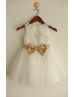 Ivory Lace Tulle Keyhole Back Fancy Flower Girl Dress